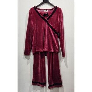 RICHIE House Faux Wrap Velour Lace Trim Lounge Set, M